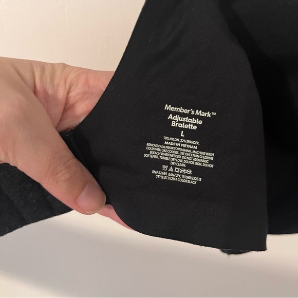 Member’s Mark Adjustable Bralette Bra Black Removable Pads Large - Picture 5 of 7